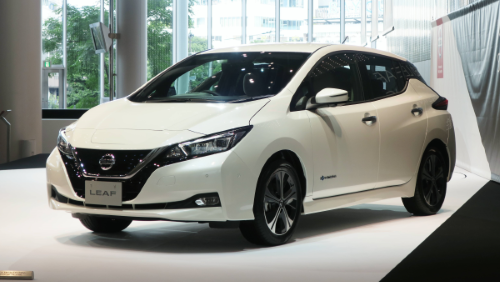 Brand new electric Nissan Leaf on display
